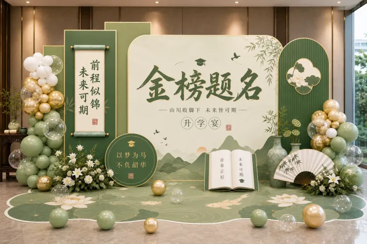成都升学宴绿色金榜题名主题布置