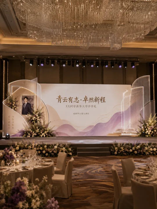 成都华尔道夫清华升学礼主舞台设计