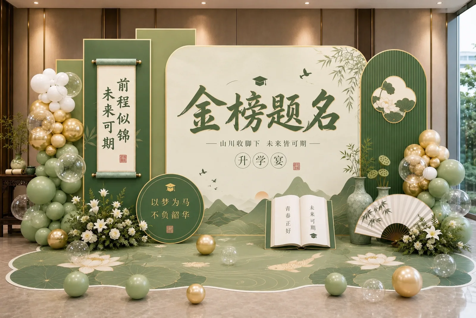 成都金榜题名升学宴青绿主题现场
